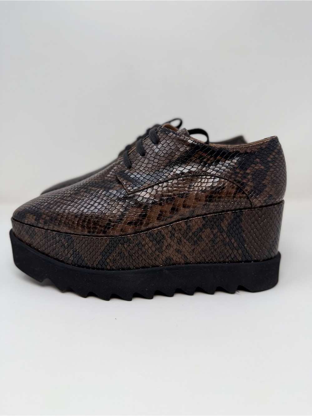 Stella McCartney Elyse Snake Platform Loafers Coffee Sz 7 - Picture 7 of 15
